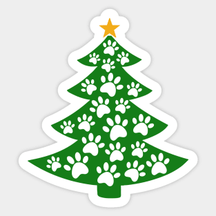 Funny Dog Paws Lover Merry Christmas Tree Sticker